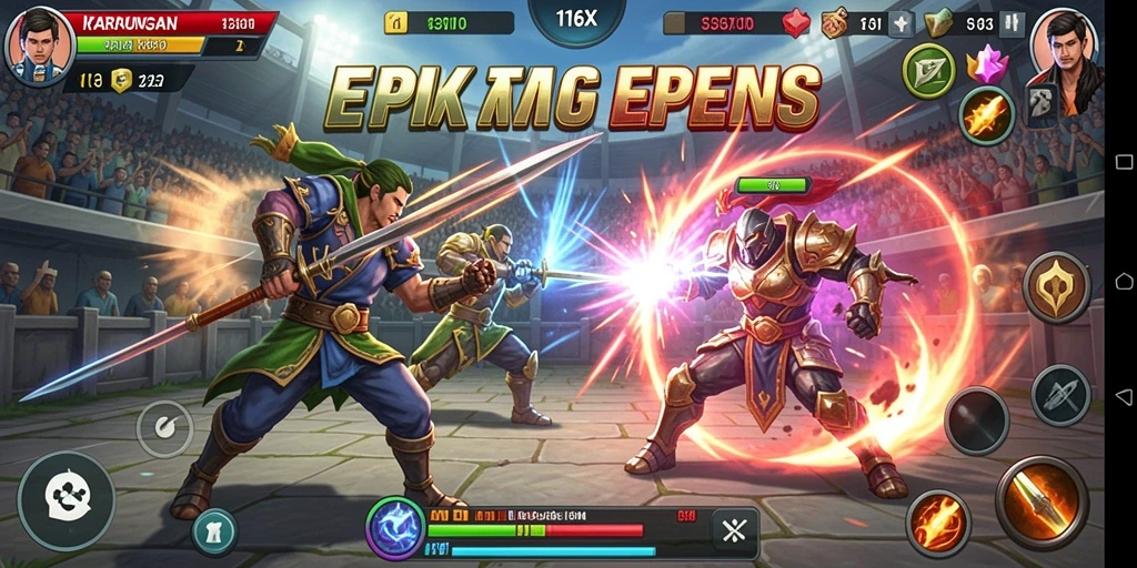 Screenshot gameplay <strong>116X</strong> menunjukkan pertarungan yang intens dan dinamis.