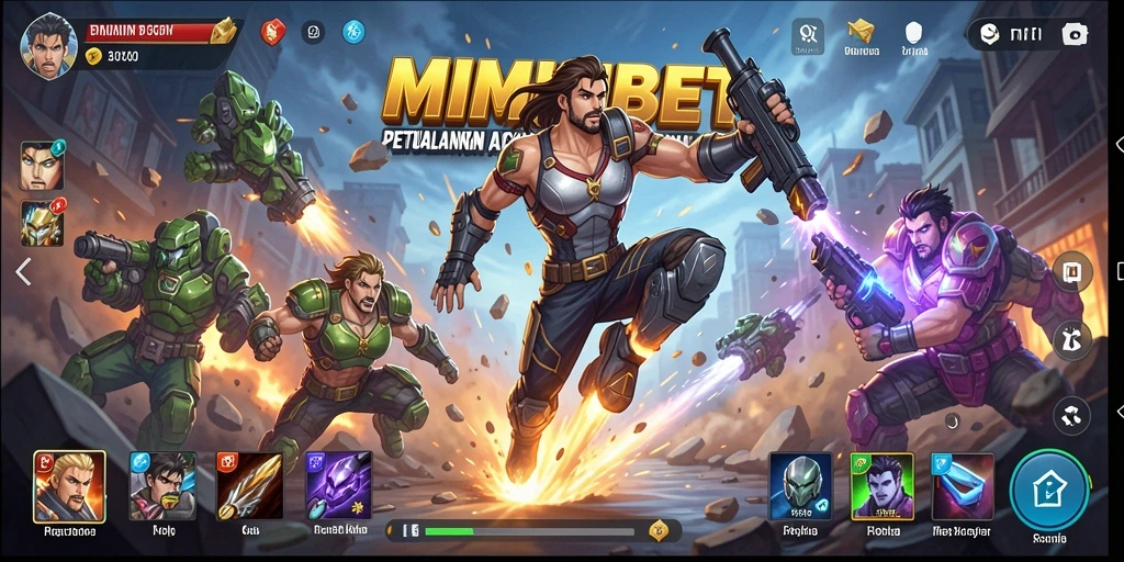 Tampilan aksi mendebarkan dalam MIMINBET saat bertarung melawan musuh.